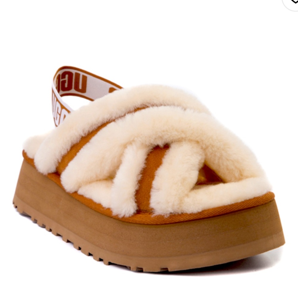 Brown platform Ugg slippers